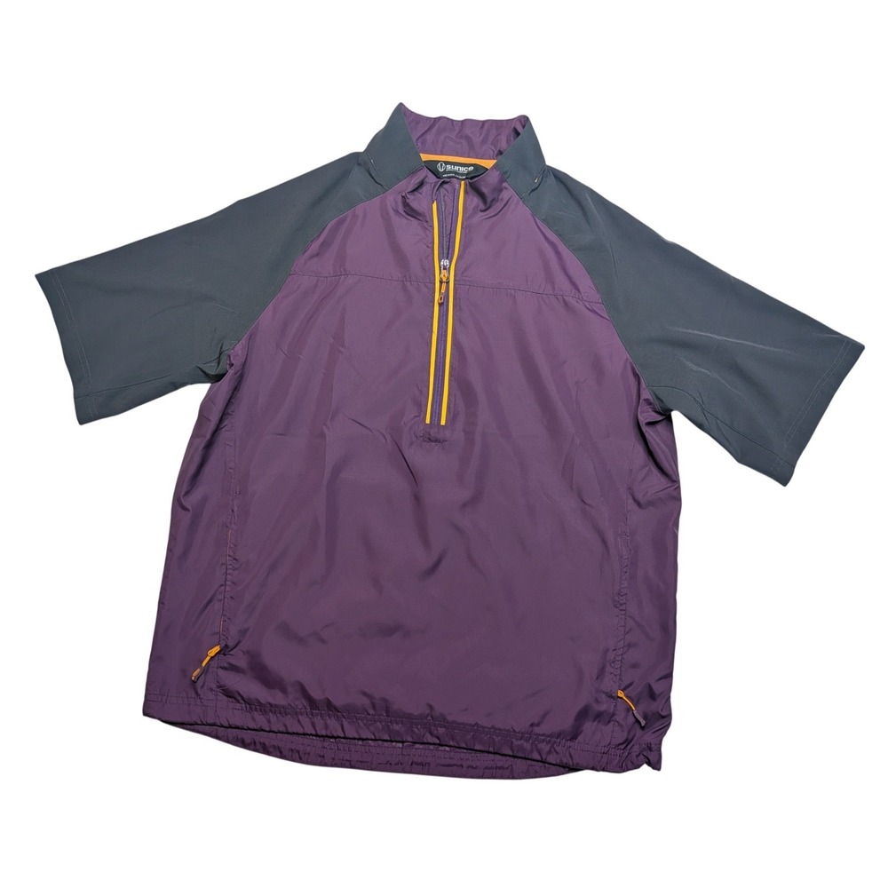 Sunice Golf Windshirt Men's M Purple Gray 1/4 Zip Short Sleeve S53005